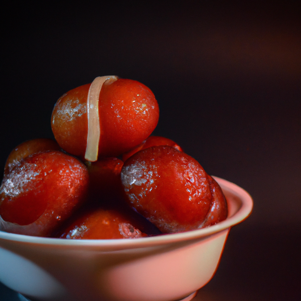 Gulab Jamun Bites in syrup on a minimal plate